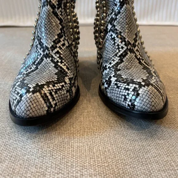 Jeffrey Campbell Rylance Studded Grey Snake Silver Ankle Bootie - Picture 4 of 8